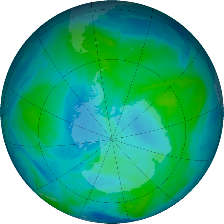 Antarctic ozone map for 04 February 1997